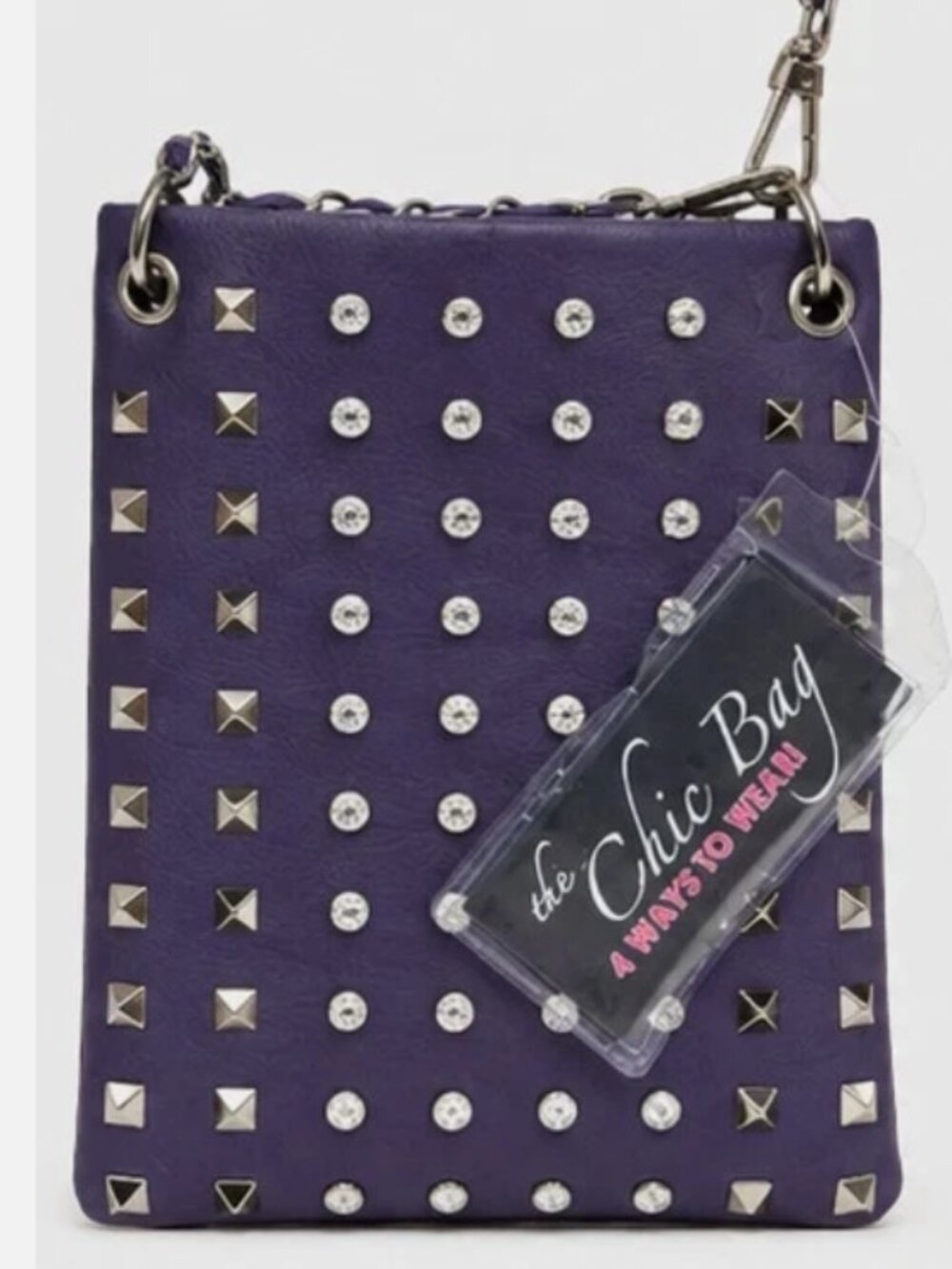 [NWT] The Chic Bag - Purple Studded Purse, Convertible (4 Ways to Wear); O/S